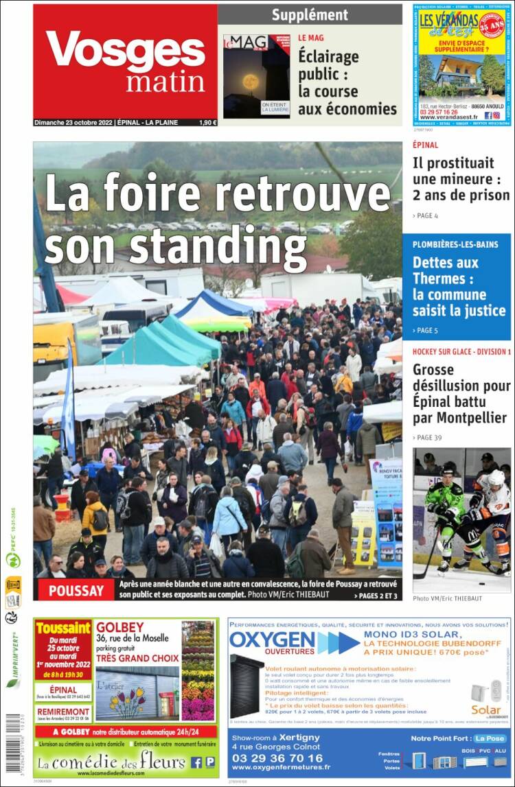 Portada de Vosges Matin (Francia)