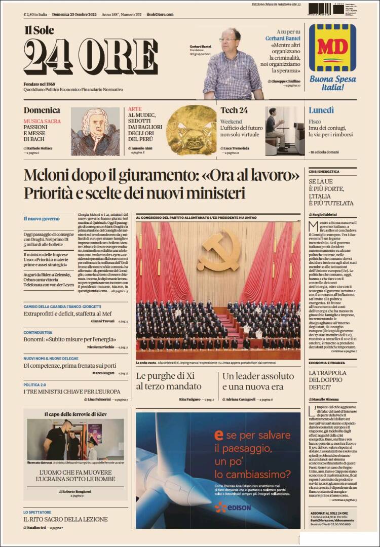 Portada de Il Sole 24 ORE (Italia)