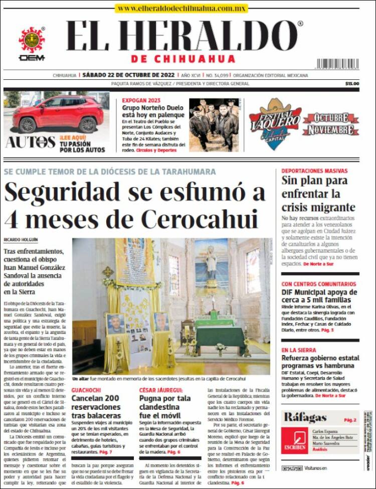 Portada de El Heraldo de Chihuahua (México)