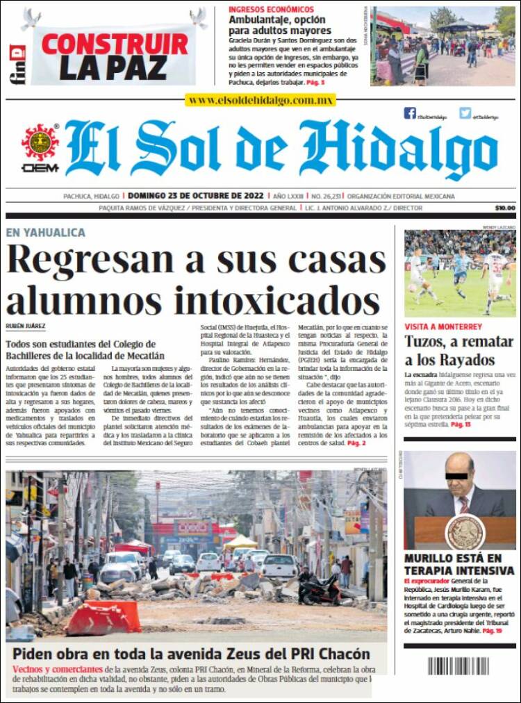 Portada de El Sol de Hidalgo (México)