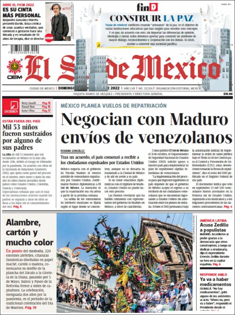 Portada de El Sol de México (México)