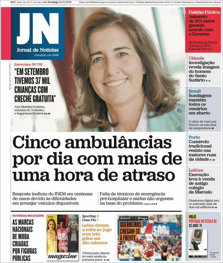 Portada de Jornal de Notícias (Portugal)