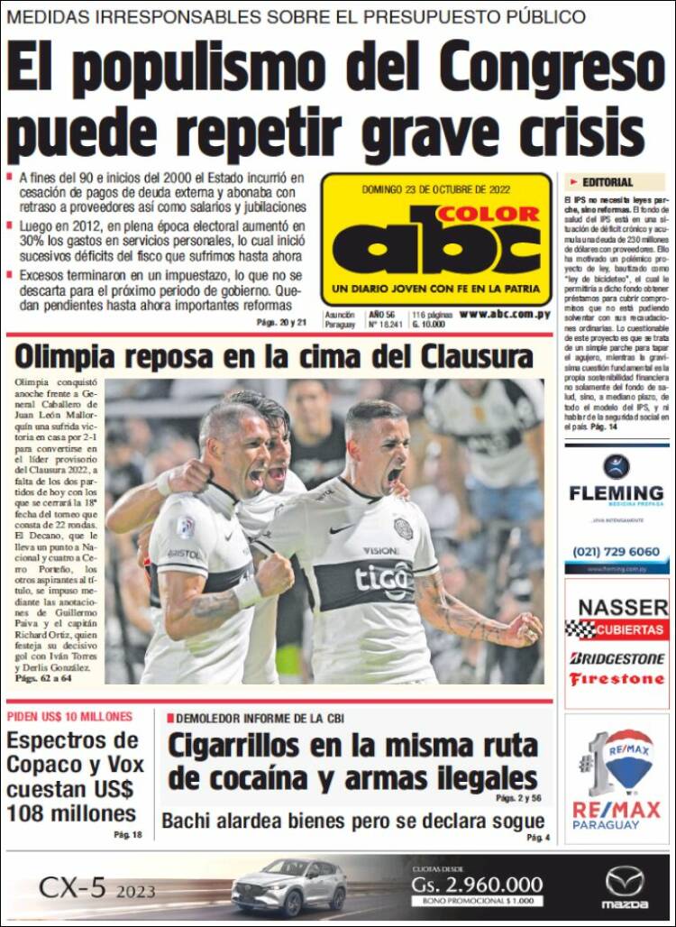 Portada de ABC Color (Paraguay)