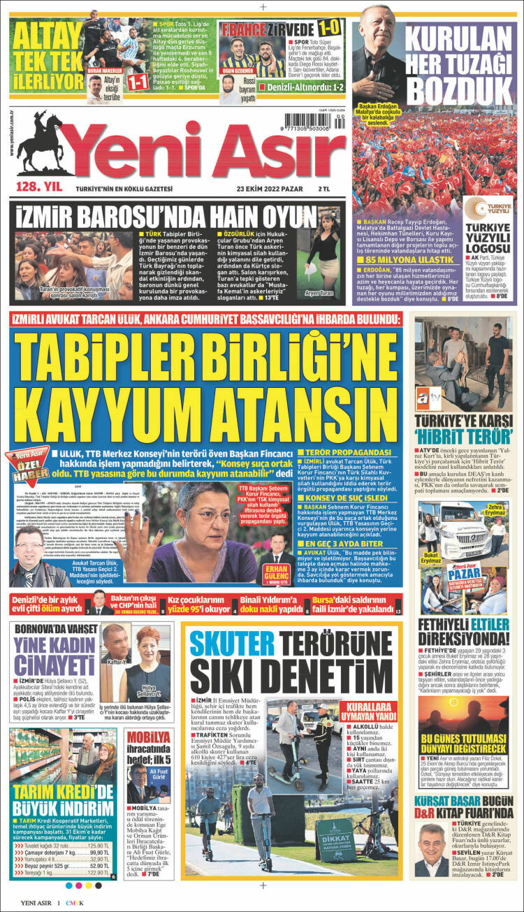 Portada de Yeni Asır (Turqu&iacute;a)