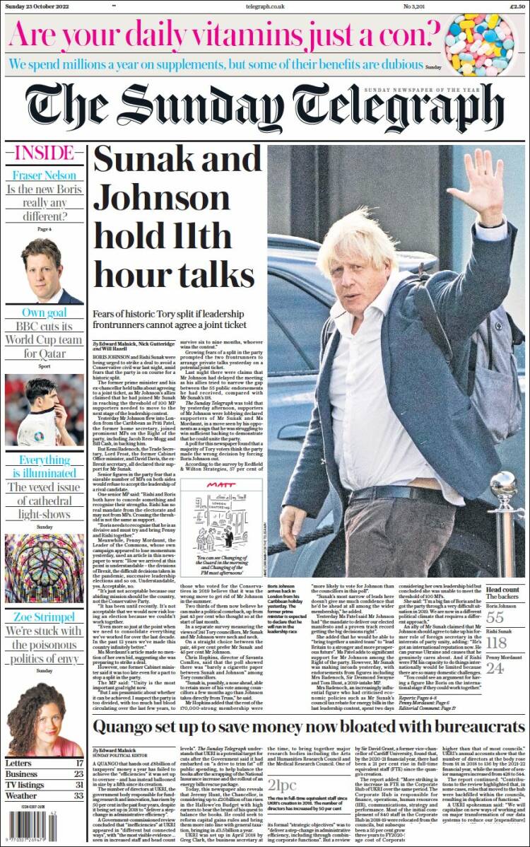 Portada de Daily Telegraph (Reino Unido)