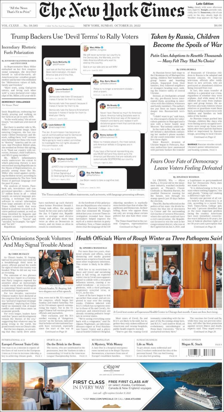 Portada de New York Times (USA)