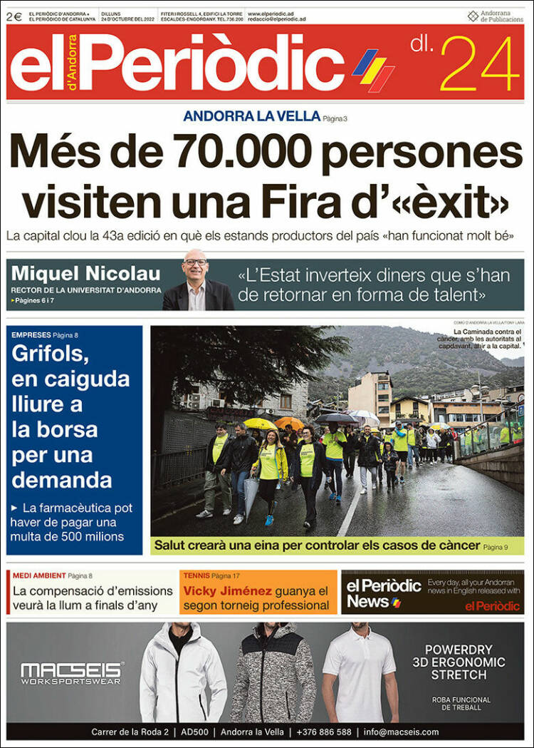 Portada de El Periòdic d'Andorra (Andorra)