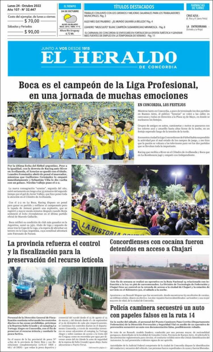 Portada de El Heraldo de Concordia (Argentina)