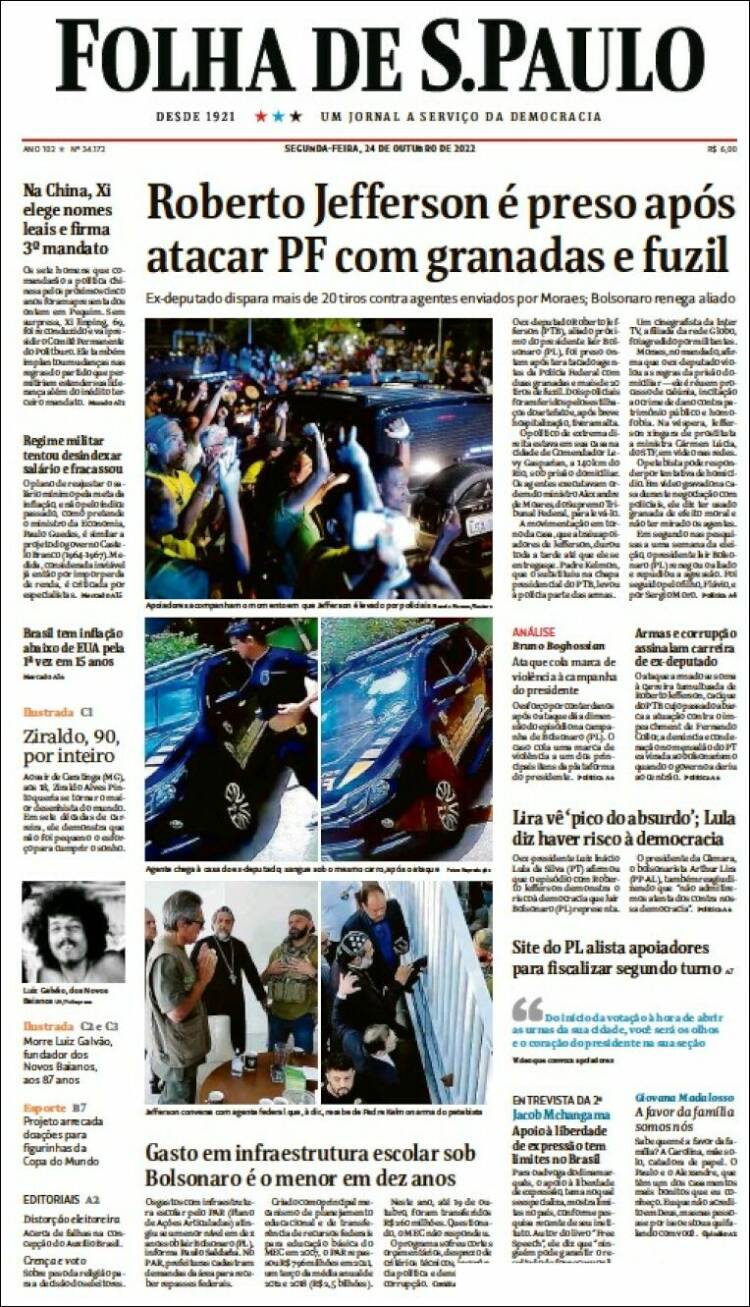 Portada de Folha de São Paulo (Brasil)