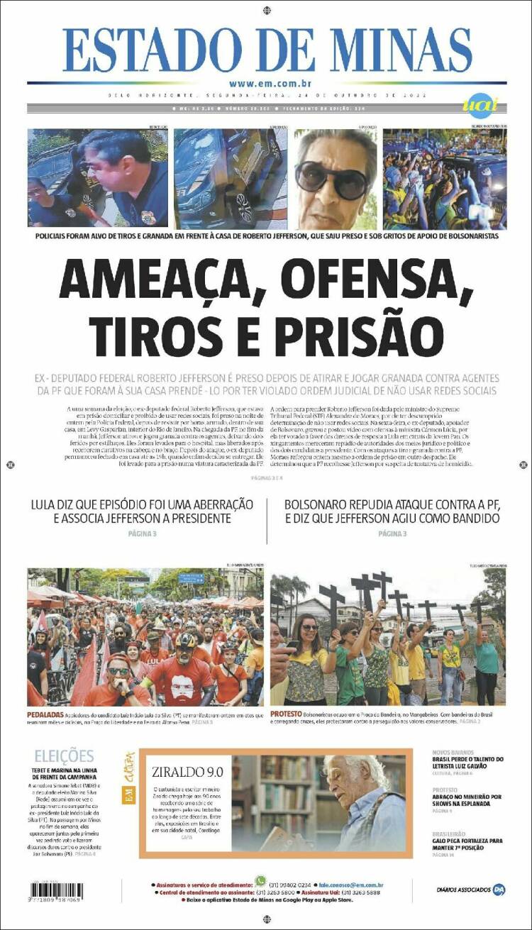 Portada de Jornal Estado de Minas (Brasil)