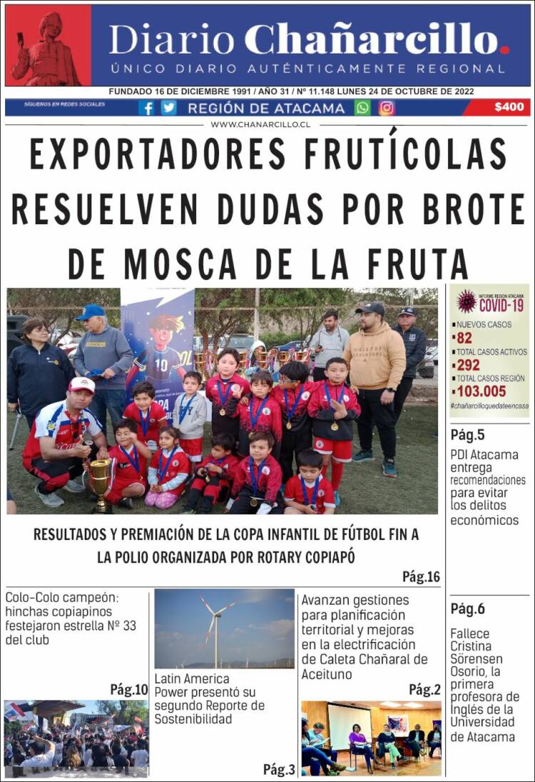 Portada de Diario Chañarcillo (Chile)