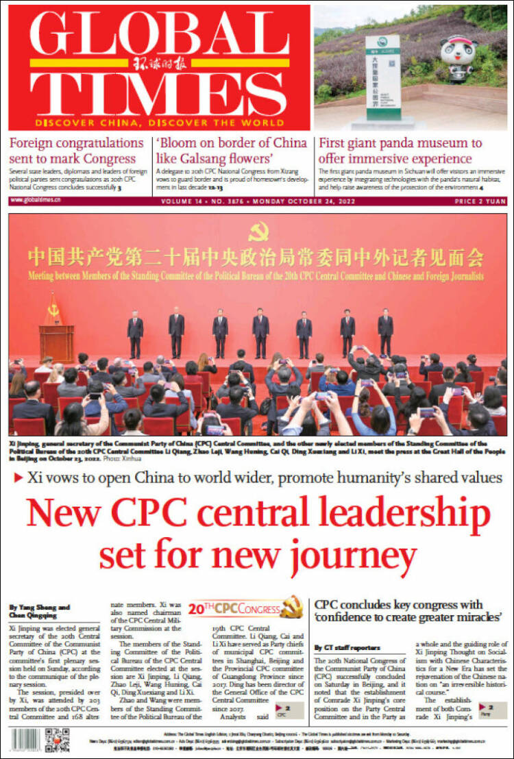 Portada de The Global Times (China)