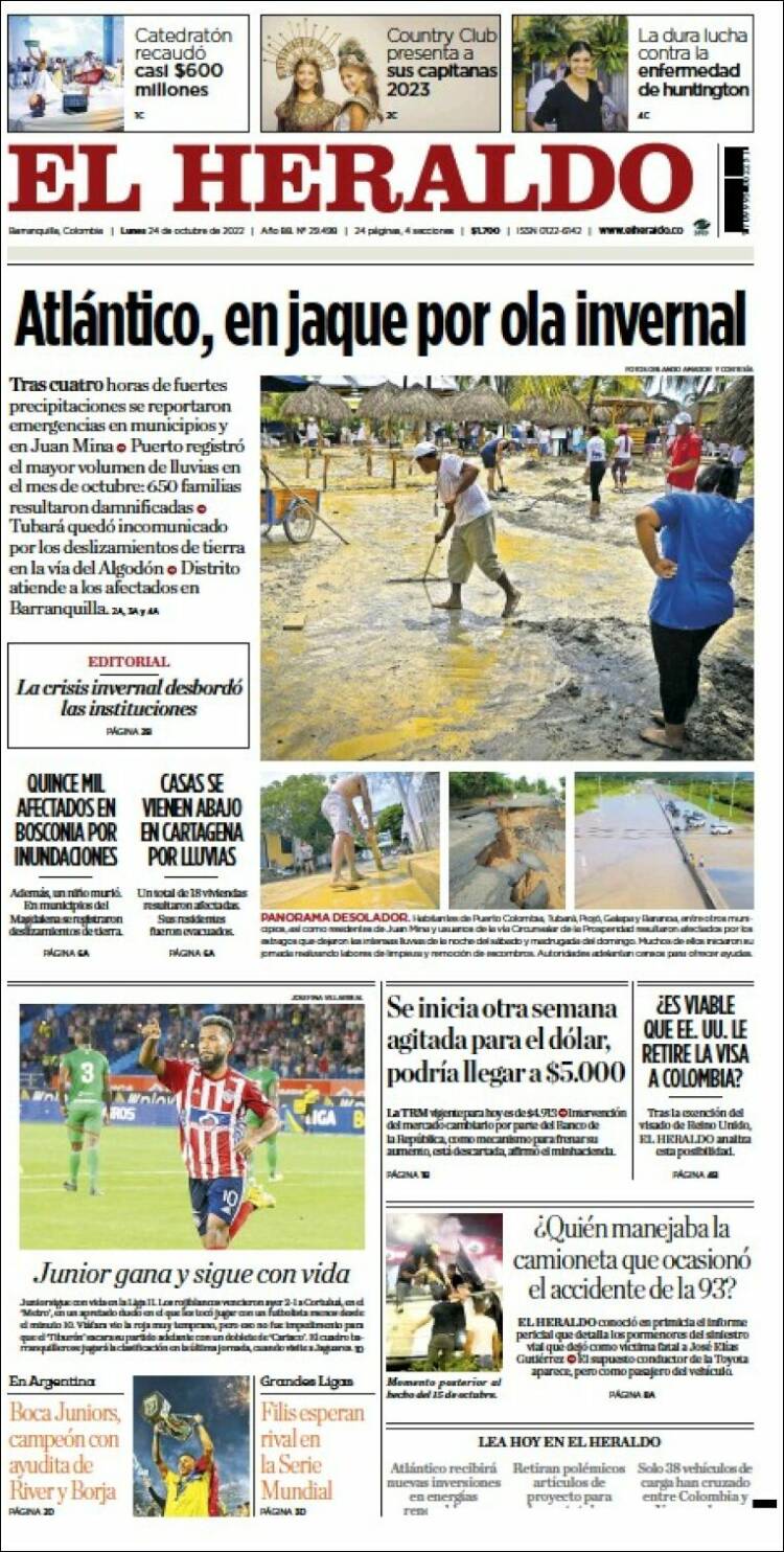 Portada de El Heraldo (Colombia)