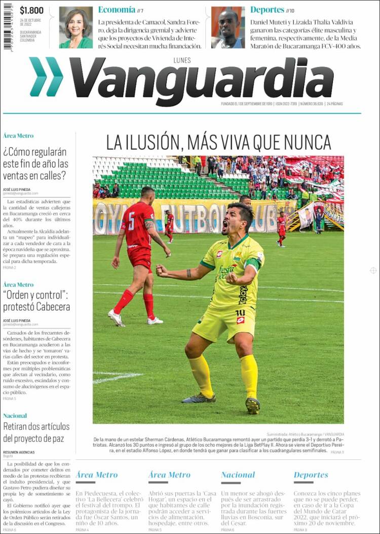 Portada de Vanguardia Liberal (Colombia)