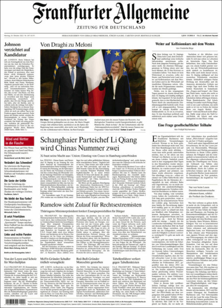 Portada de Frankfurter Allgemeine (Alemania)