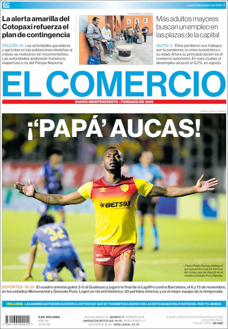 Portada de El Comercio (&Eacute;quateur)