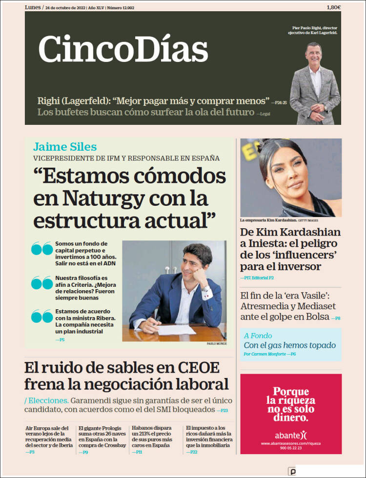 Portada de Cinco Días (España)