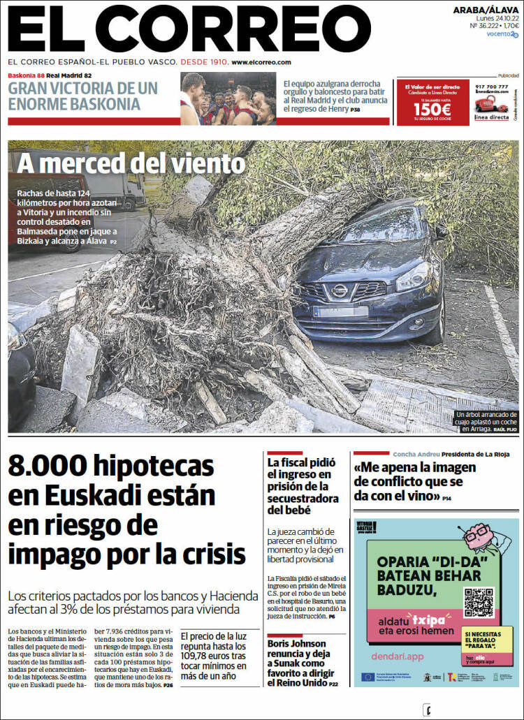 Portada de El Correo - Álava (Spain)