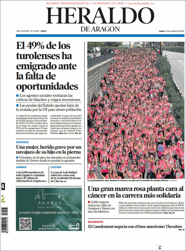 Portada de Heraldo de Aragón (Spain)