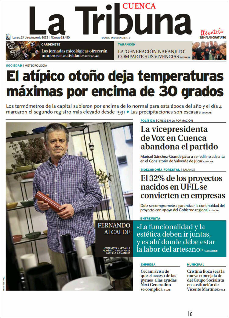 Portada de La Tribuna de Cuenca (Spain)