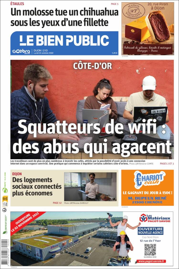Portada de Le Bien Public (Francia)
