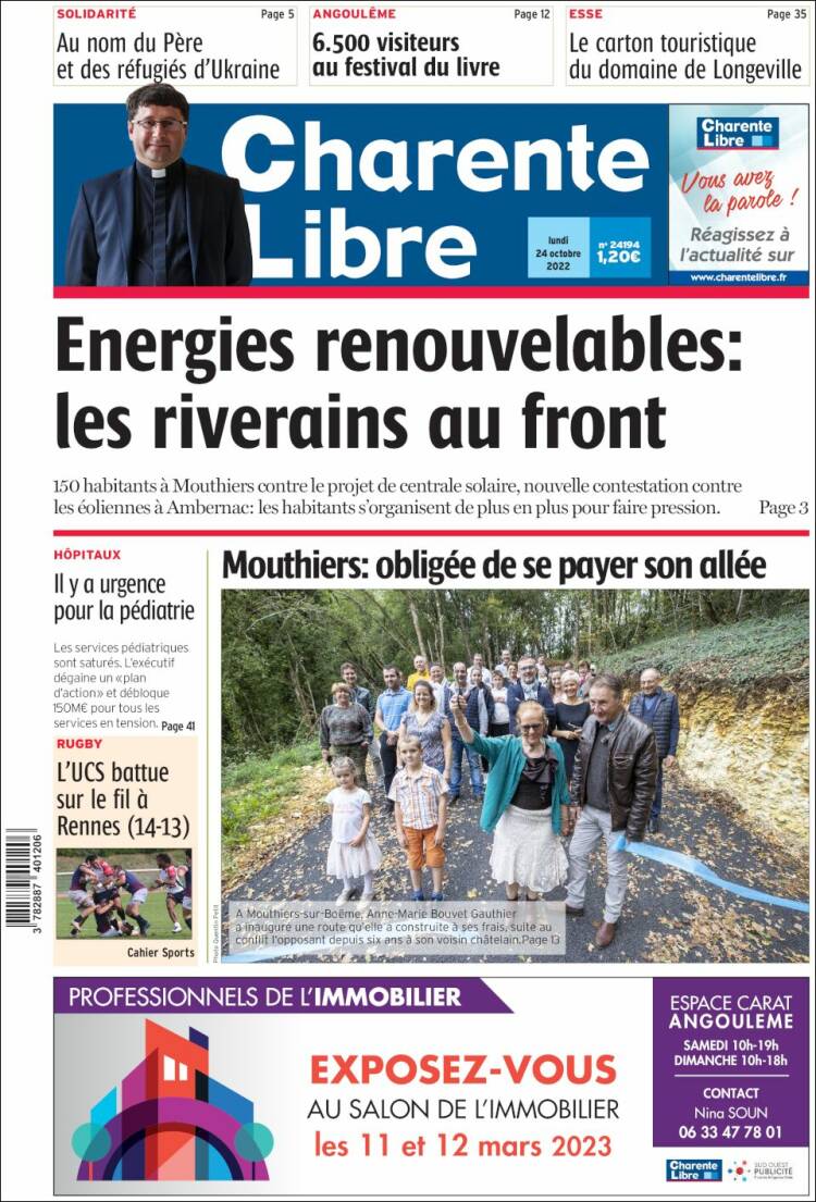 Portada de Charente Libre (Francia)