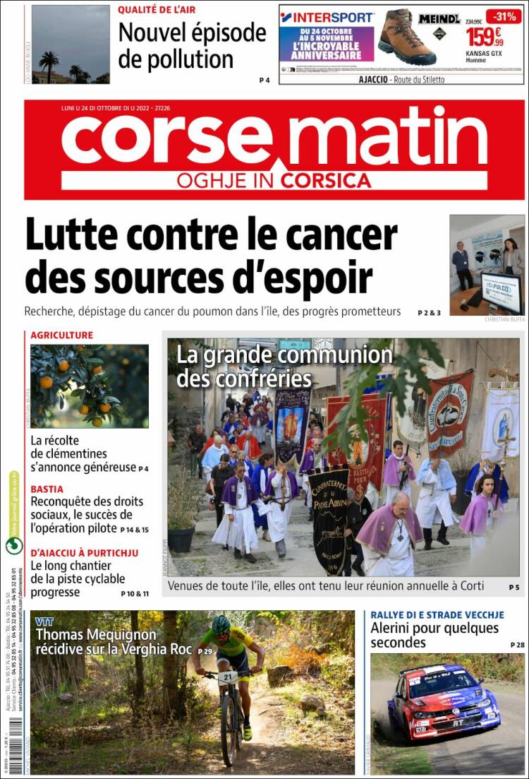 Portada de Corse-Matin (Francia)