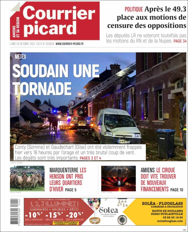 Portada de Courrier Picard (Francia)