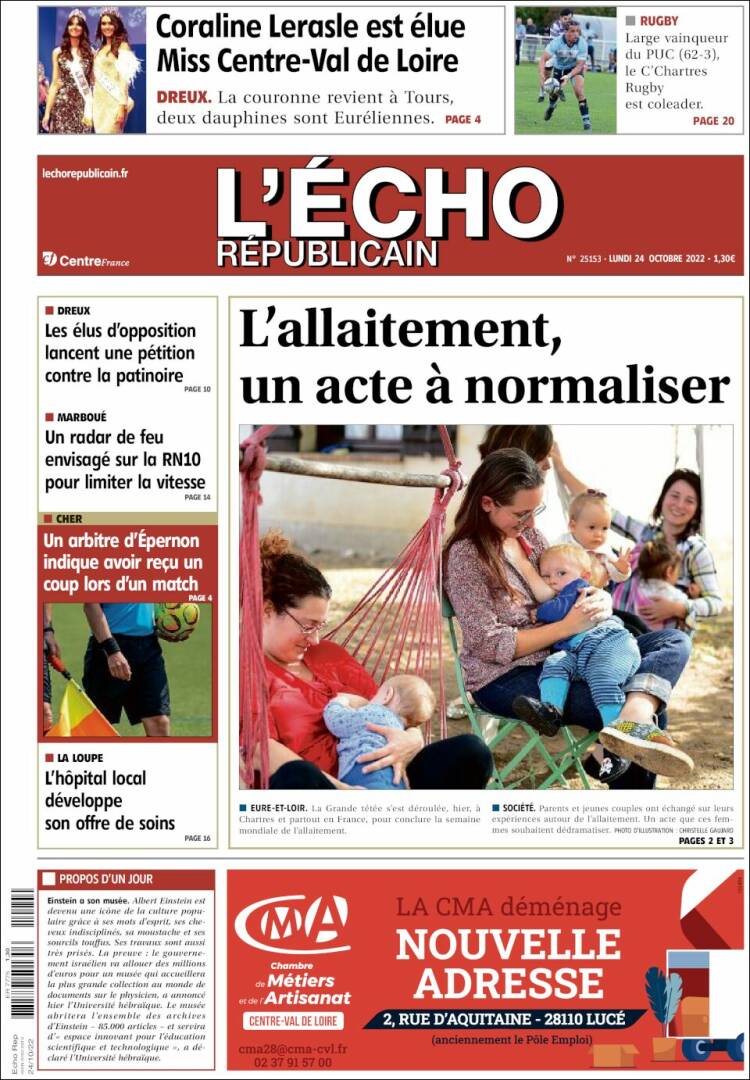 Portada de L'Echo Républicain (Francia)