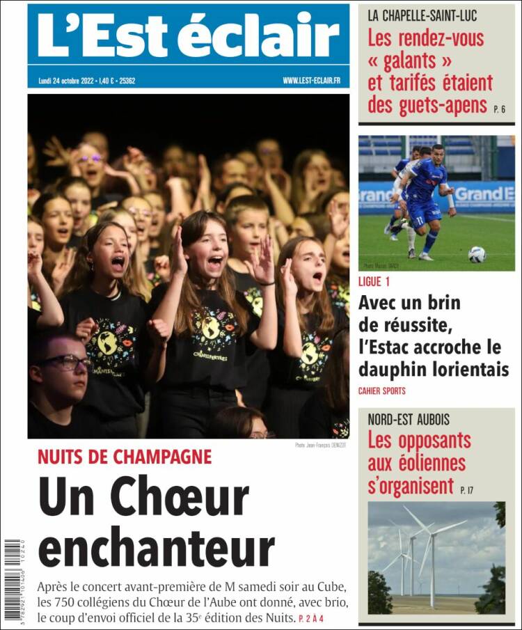 Portada de L'Est Eclair (Francia)