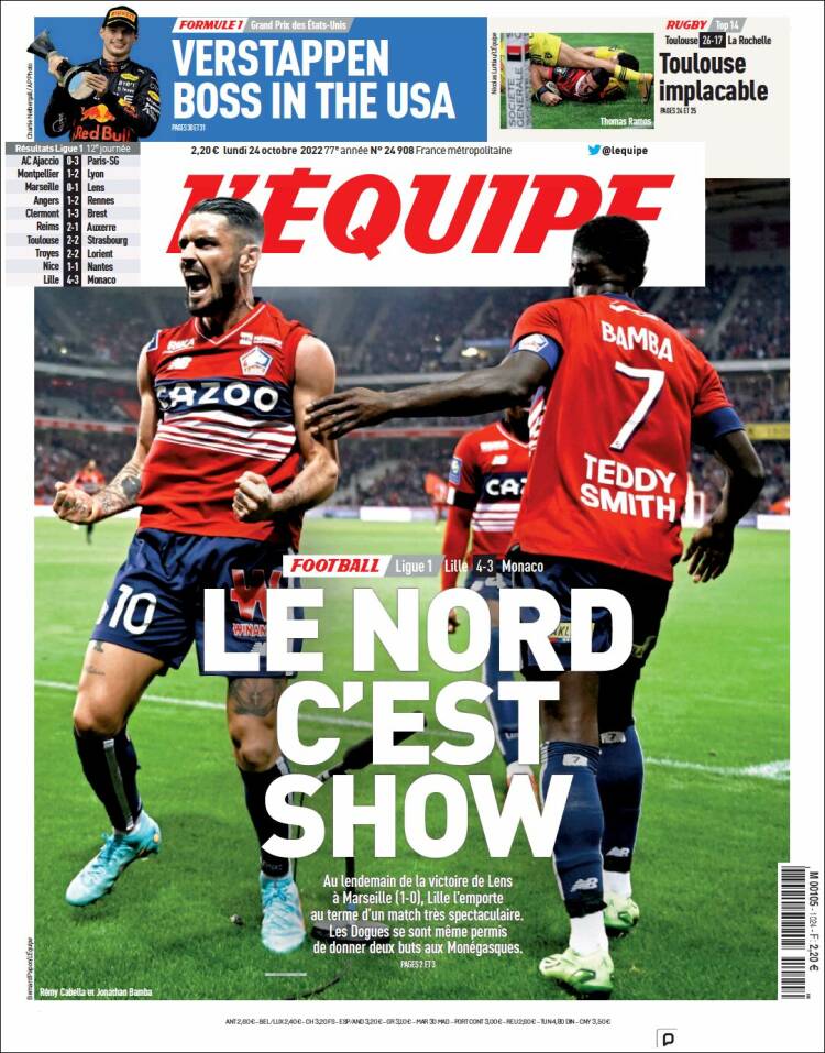 Portada de L'Equipe (Francia)