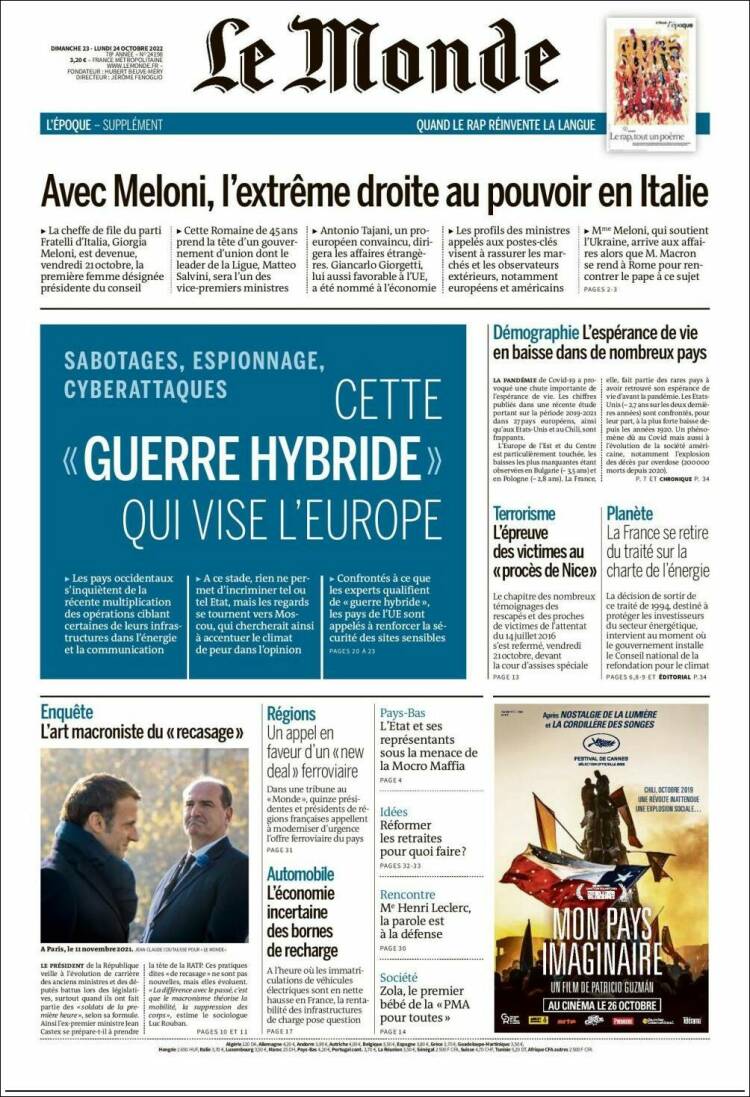 Portada de Le Monde (Francia)