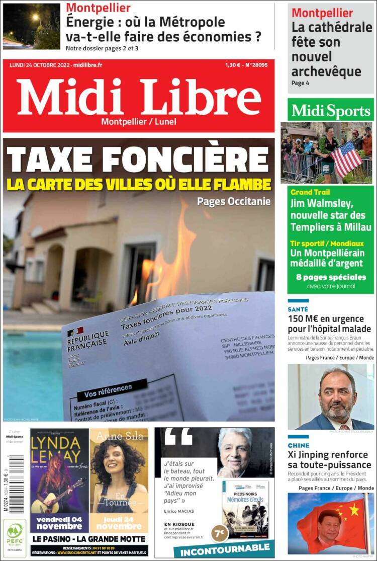 Portada de Midi Libre (Francia)