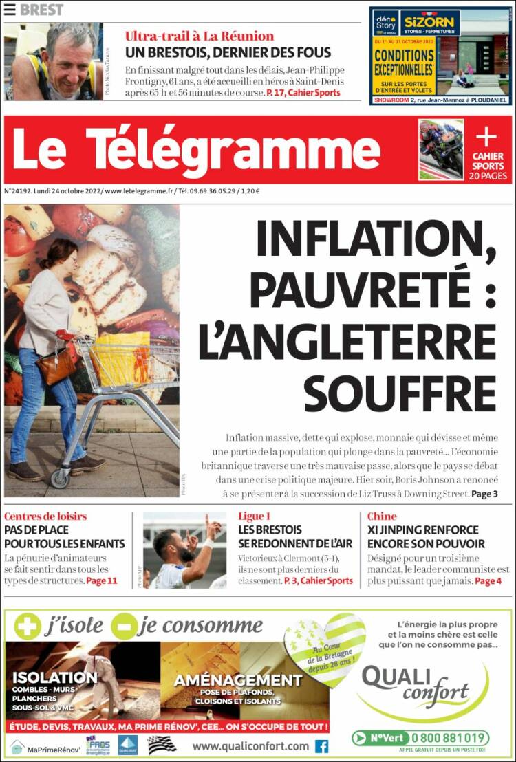 Portada de Télégramme (Francia)