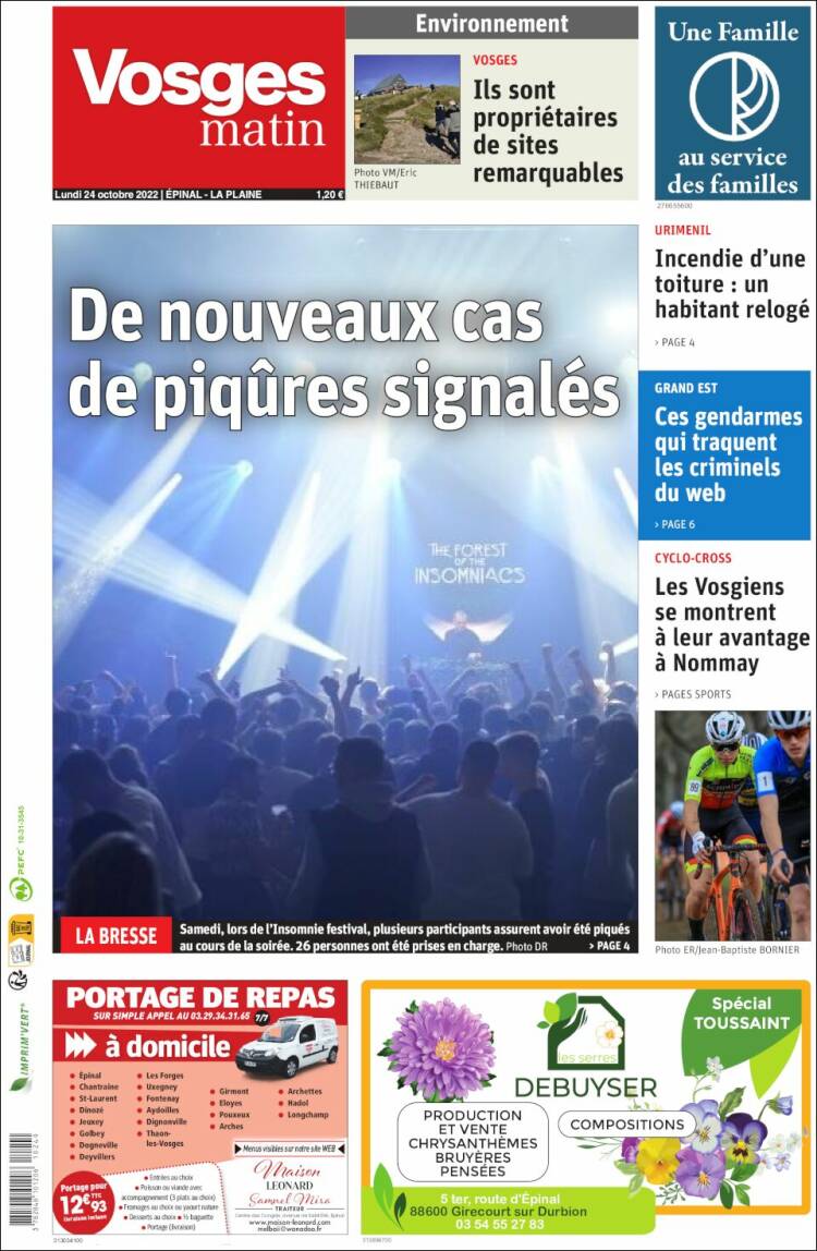 Portada de Vosges Matin (Francia)