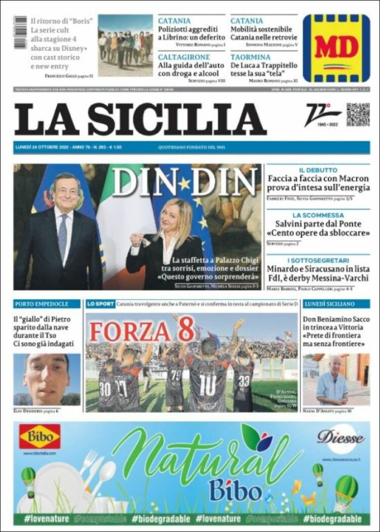 Portada de La Sicilia (Italia)