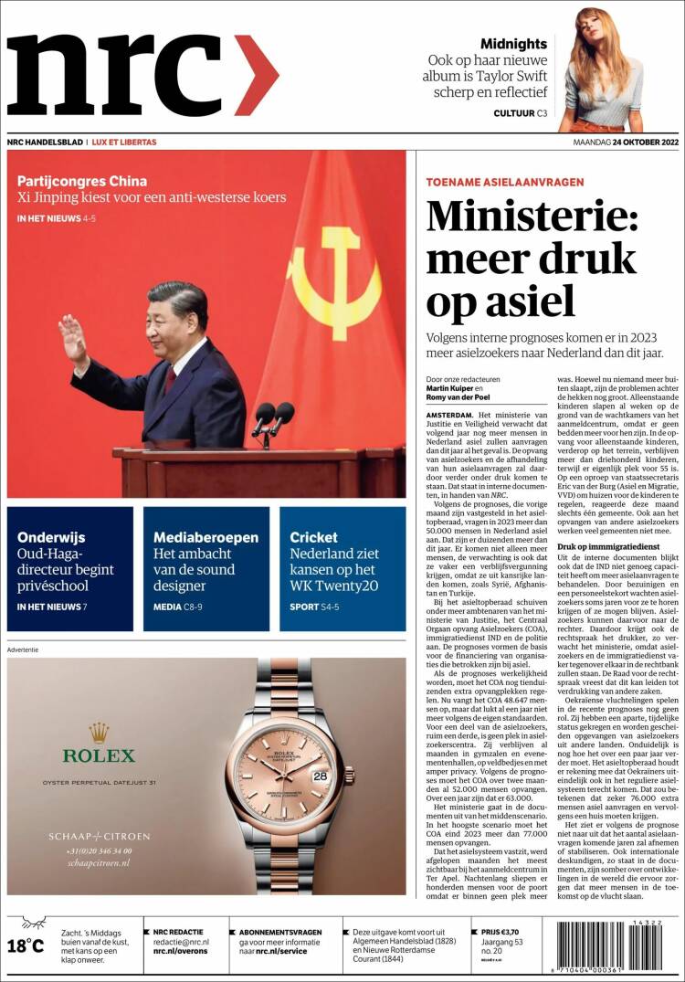 Portada de NRC Handelsblad (Pa&iacute;ses Bajos)
