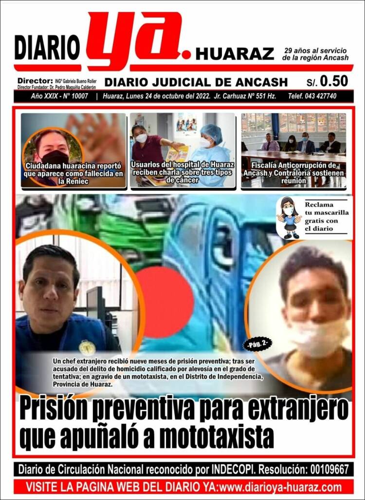 Portada de Diario Ya (Per&uacute;)
