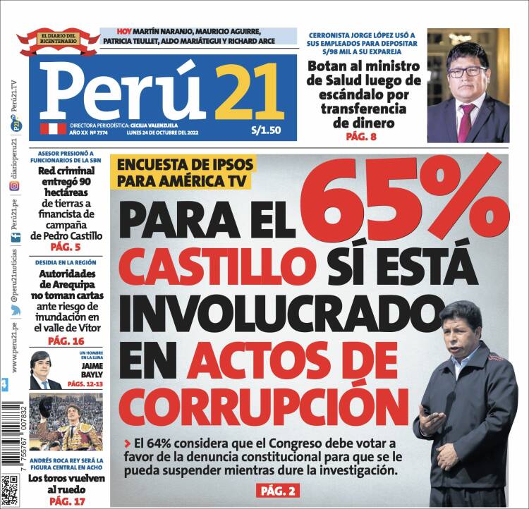 Portada de Perú 21 (Per&uacute;)