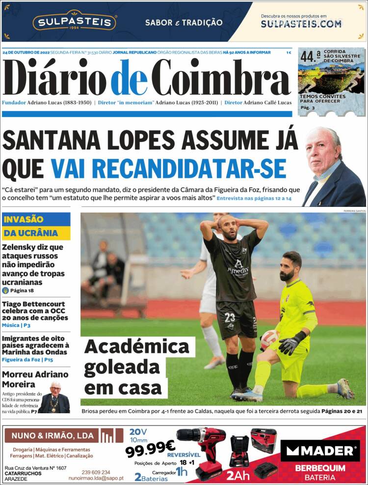 Portada de Diário de Coimbra (Portugal)