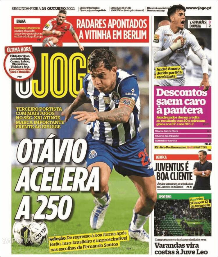 Portada de O Jogo (Portugal)