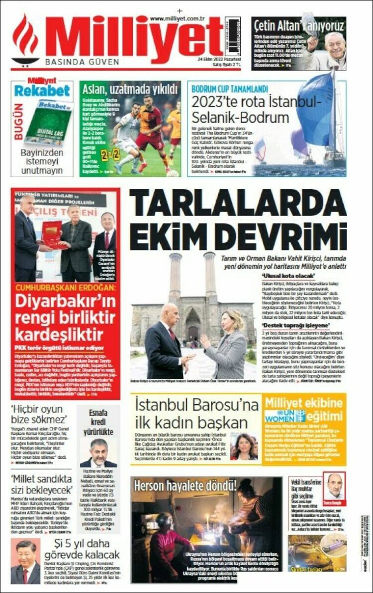Portada de Milliyet (Turqu&iacute;a)
