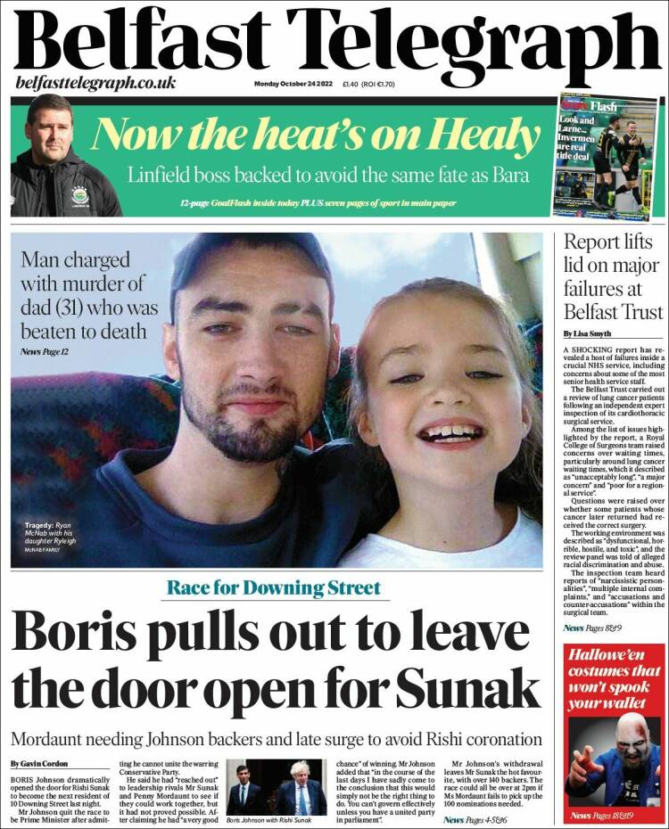 Portada de Belfast Telegraph (Reino Unido)