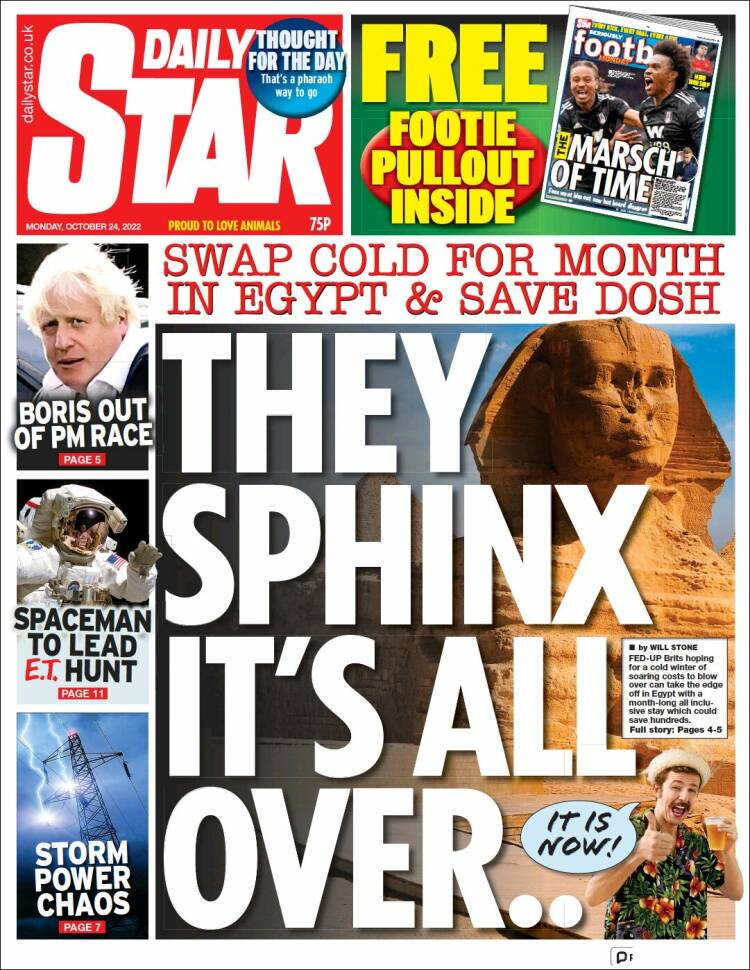 Portada de Daily Star (Reino Unido)