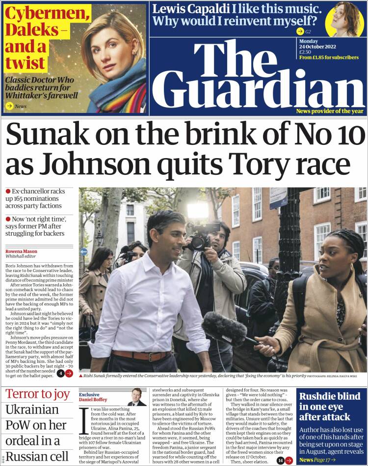 Portada de The Guardian (Reino Unido)