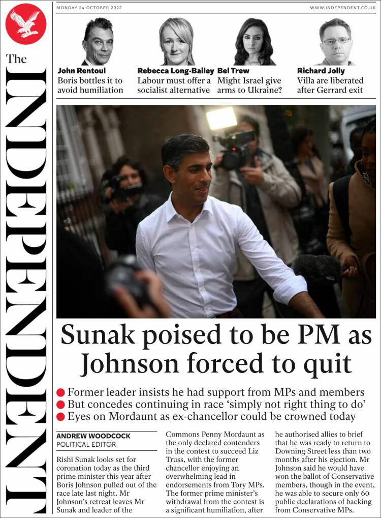 Portada de The Independent (Reino Unido)