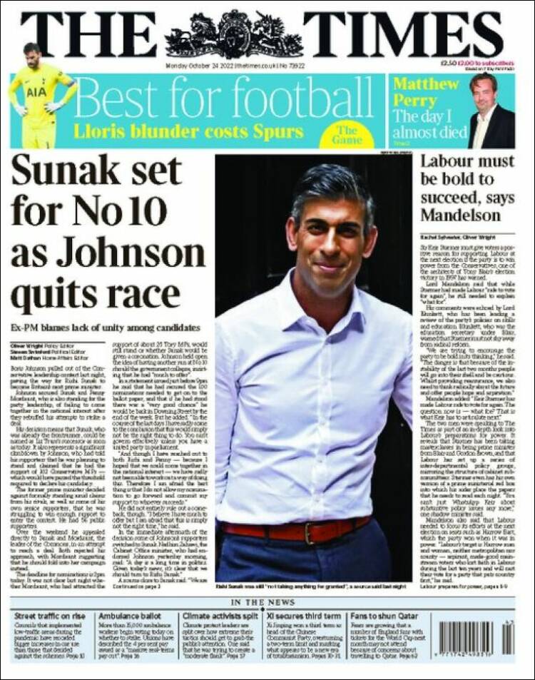 Portada de The Times (Reino Unido)