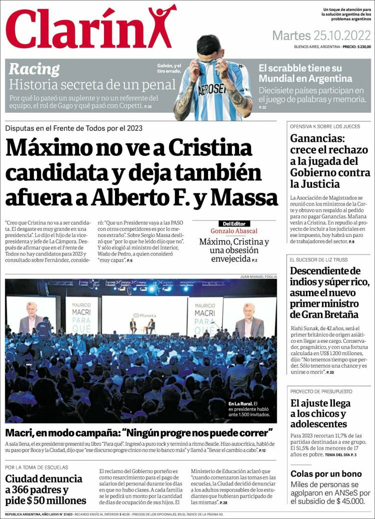 Portada de Clarín (Argentina)