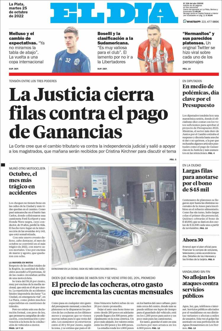 Portada de El Día de la Plata (Argentina)