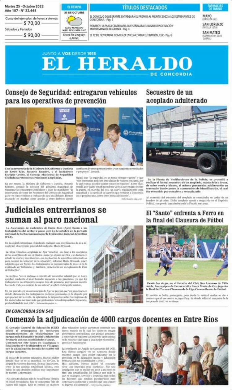Portada de El Heraldo de Concordia (Argentina)